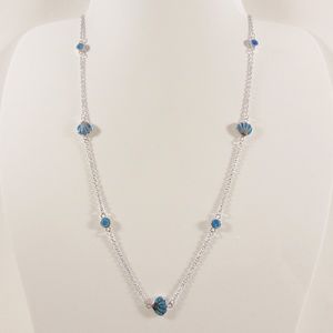 Blue Fire Opal Sterling Silver Seashell Necklace